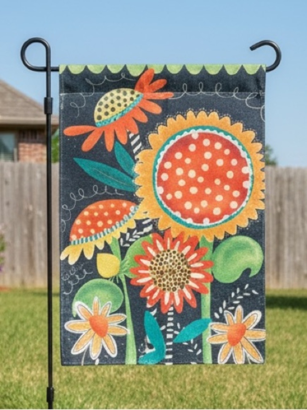 Floral Sunflower Whimsy Summer Colorful Garden Flag Double-sided